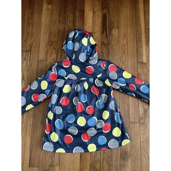 Boboli Linen Raincoat Girls Blue Polka Dot Rain Jacket Size 6 - Picture 9 of 9